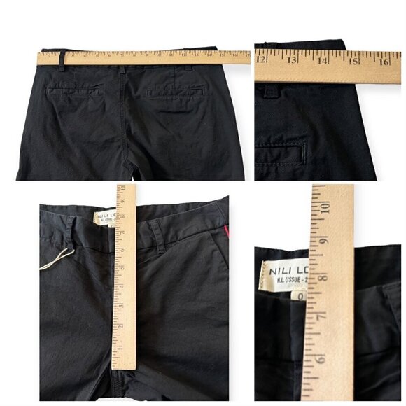 NWT Nili Lotan East Hampton Pants - Jet Black With Red Piping, Size 0 - Picture 15 of 16